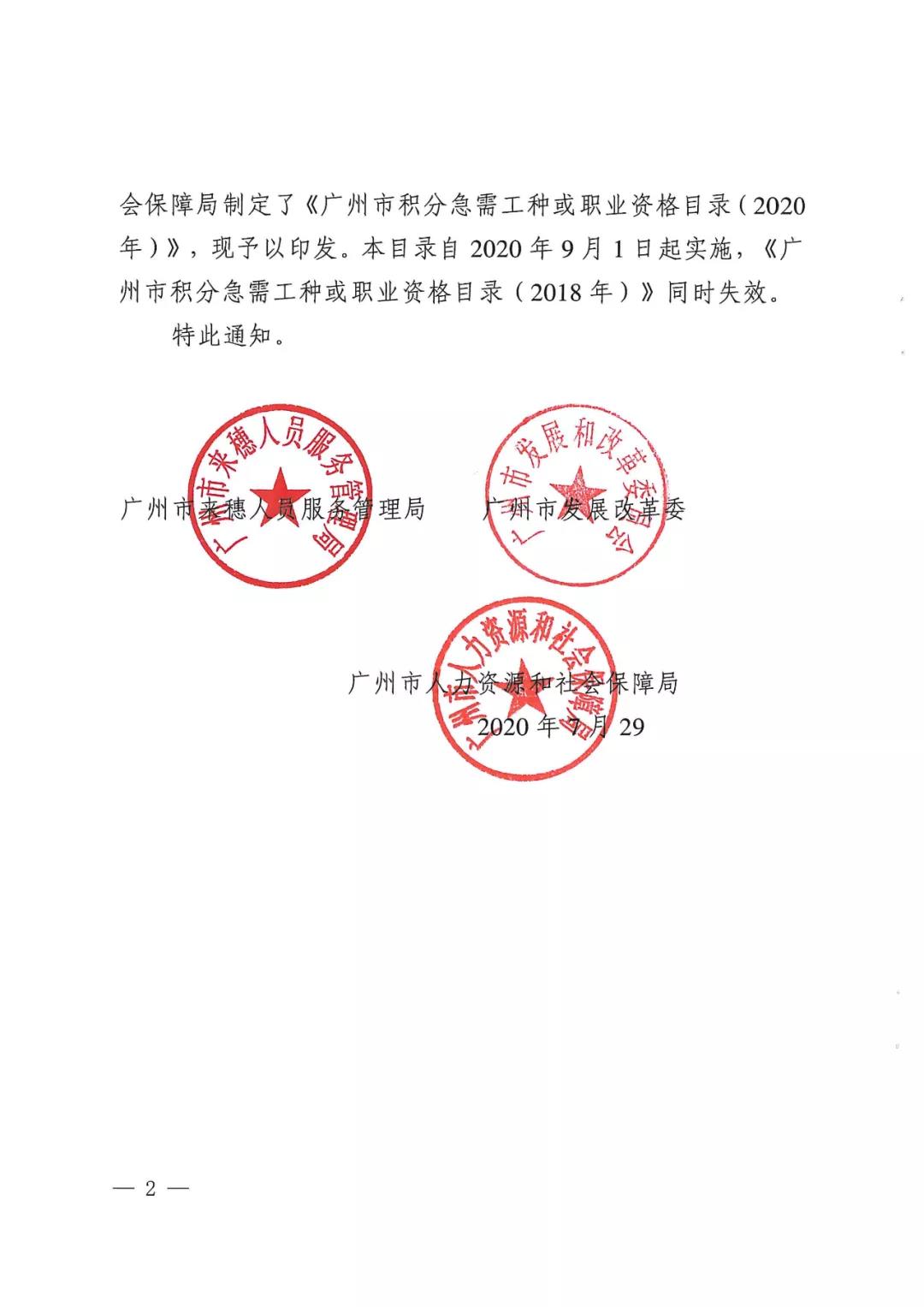 2020年广州市积分急需工种，职业资格目录